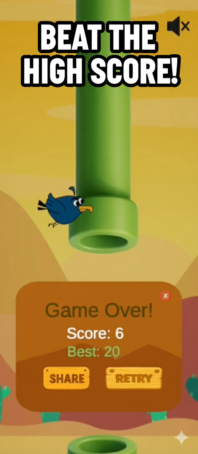 Oops Bird Retro Arcade Obstacle Course