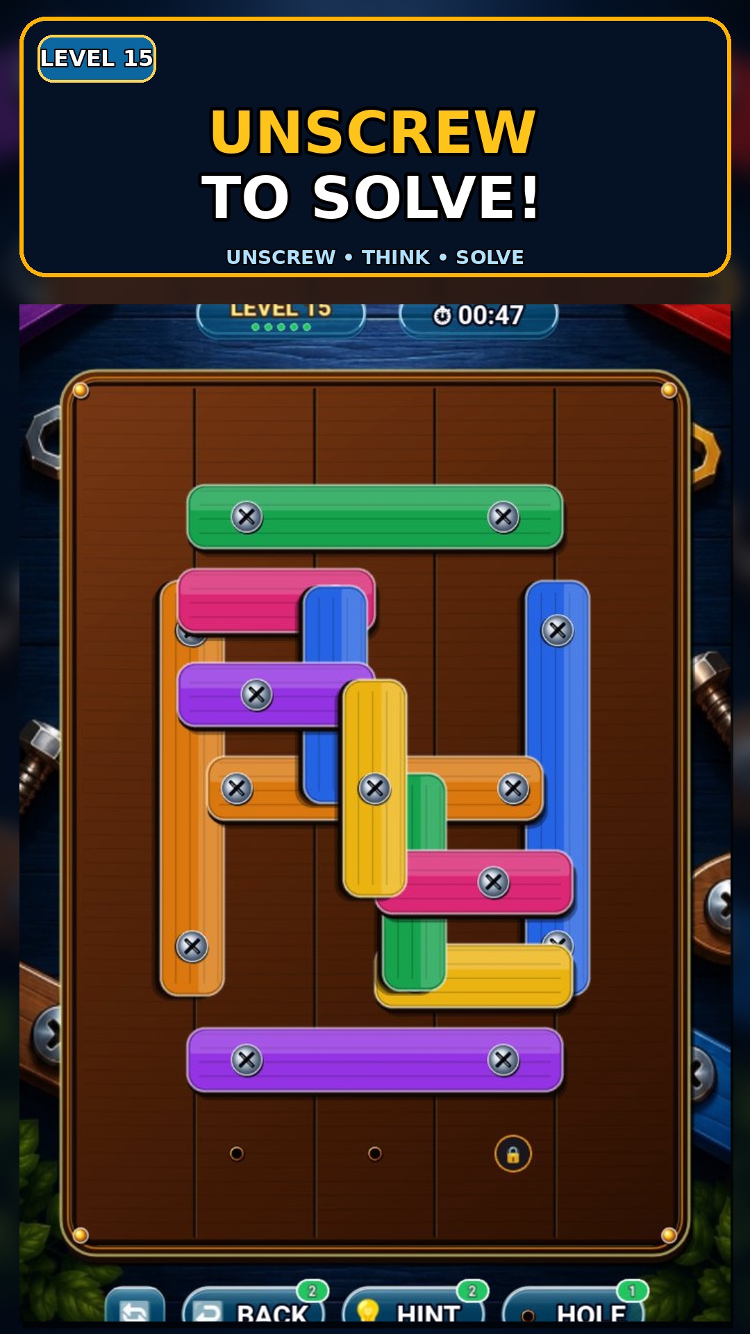 ScrewFlip Pin Puzzle Gameplay — Level 15